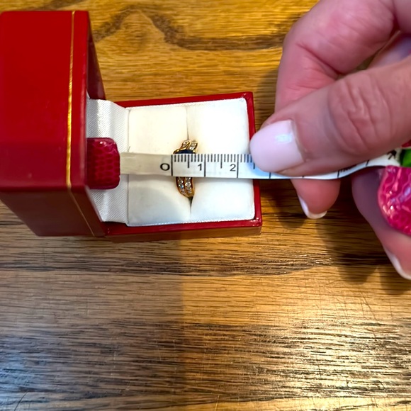 Ring 18k yellow gold 22 round diamonds and 1 oval Ceylon sapphire - Picture 10 of 12